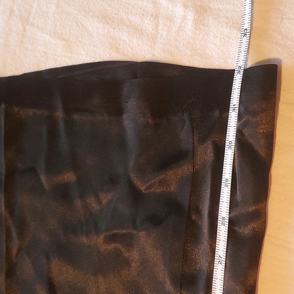 Vintage 70's Seat Covers Shiny Black Acetate High Rise Flared Sz. 7 Pants - Picture 9 of 12